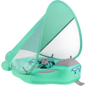 Mambobaby Float with Canopy Size Improved Non Inflatable Infant Baby Pool Float Smart Mambo Float Swim Trainer Baby Swim Float Mambo Baby Float Solid Air Free Water Waist Swimming Ring