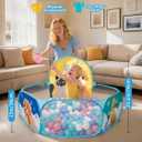 ZimiTeda Cat & Dog Kids Ball Pit for Toddler with Basketball Hoop Foldable Pop-Up Baby Ball Pool for Girls Boys Indoor & Outdoor Game 47.24"/120cm Wide Plyahouse Tent (Balls NOT Included)