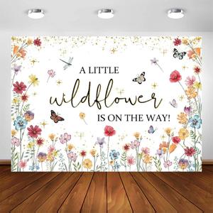 Avezano Wildflower Baby Shower Decorations A Little Wildflower is On The Way Baby Shower Backdrop Floral Theme Baby Girls' New Born Photoshoot Background Banner (7x5ft(84x60in)