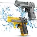 2 Pack Water Squirt Guns for Kids - Mini Water Blaster Soaker 100cc Capacity Water Pistol Toys, Ideal Summer Gifts for Swimming Pool Beach Outdoor Water Toys for Boys Girls Toddlers (Yellow Gray)