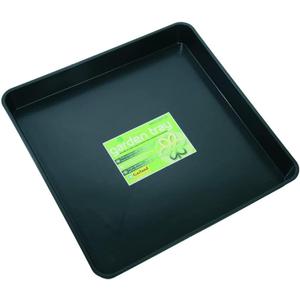 Tierra Garden Square Tray, Durable 1-Piece Drip and Potting Tray for Mixing, Growing and More, 23.5 x3x23.5 (Black)