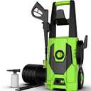 AgiiMan Electric Pressure Washer - 5000PSI Max 3.6 GPM Power Washer with 35FT Power Cord, 20FT Hose, Soap Tank, High Pressure Washer Electric Powerd Car Cleaning for Garden, Patios, Yard, Green