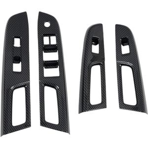 4pcs Carbon Fiber Car Interior Trim Carbon Black Door Armrest Window Switch Lift Cover Trim Interior Compatible For Subaru WRX STI 2015-2020 Gloss Carbon Fiber Vinyl Wrap(LHD)
