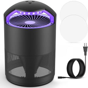 Fruit Fly Traps for Indoors, Catcher & Killer with Upgraded Purple Light, 3-Speed Fan Suction & Sticky Boards for Mosquito, Gnat & Moth, Electric Flying Insect Trap for Home, Kitchen, Bedroom, Plants