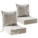 Patio Furniture Cushion Set, 24 x 24 x 6 Replacement Outdoor Chair Cushions for Patio Furniture with Removable Cover, Buckle straps, 30D High Density Sponge Filling Wicker Chair Cushion, Beige