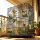 30-inch Folding Parrot Medium Bird Cage, Hanging Bird Cage for Parakeets Finches Canaries Lovebirds Cockatiels Budgies Small Quaker Conures Travel Pet Flight Birdcage with Swing and Perch