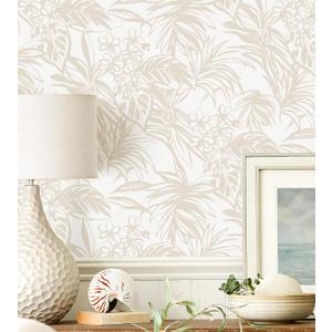 Erfoni 16.9''x197'' Beige Peel and Stick Wallpaper Tropical Leaf Removable Wall Paper Beige Self Adhesive Stick on Wallpaper Modern DIY Contact Paper for Cabinets Accent Wall Waterproof Vinyl Roll