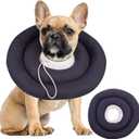 IDOMIK Dog Recovery Collar, Waterproof Soft Dog Cone After Surgery, Comfy Protective Elizabethan Collar Alternative for Dogs Cats, Adjustable Pet Neck Donut Cone Anti-Licking Biting Wounds,Grey, L