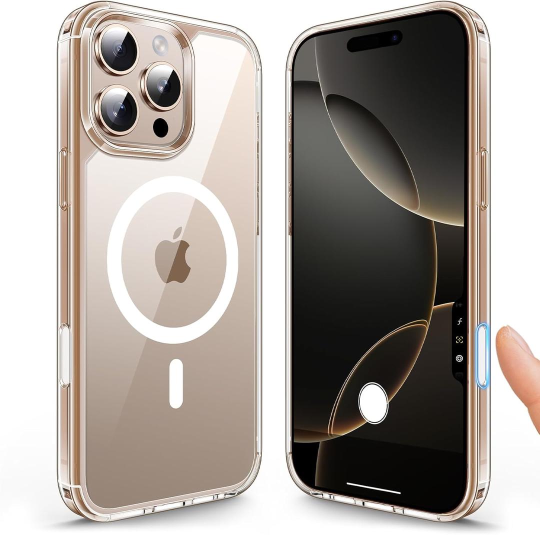 TAURI for iPhone 16 Pro Max Case with Camera Control Capture Button, Compatible with MagSafe [Not-Yellowing], Military-Grade Protection, Slim Magnetic Phone Case for iPhone 16 Pro Max 6.9", Clear