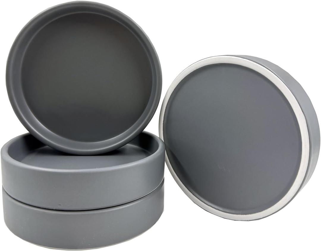 4 Pack Ceramic Plant Saucer Pot Tray 4 Inch, Planter Saucers 4 5 6 7 8 9 10 11 12 13 Inch for Indoors Outdoor, Durable Sturdy Flower Drainage drip Water Tray for Glazed Pots Base ((4.5"/4.1"-Grey) (Gray)