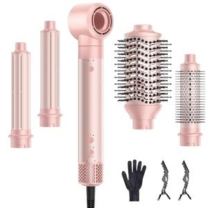 5 in 1 Air Styler, Hair Dryer & Blow Dryer Brush with Auto Wrap Curls, 110,000 RPM Ionic Hot Air Styler for Fast Drying, Curling, Smoothing, Blowouts & Frizz-Free Volume, No Heat Damage, 1200W