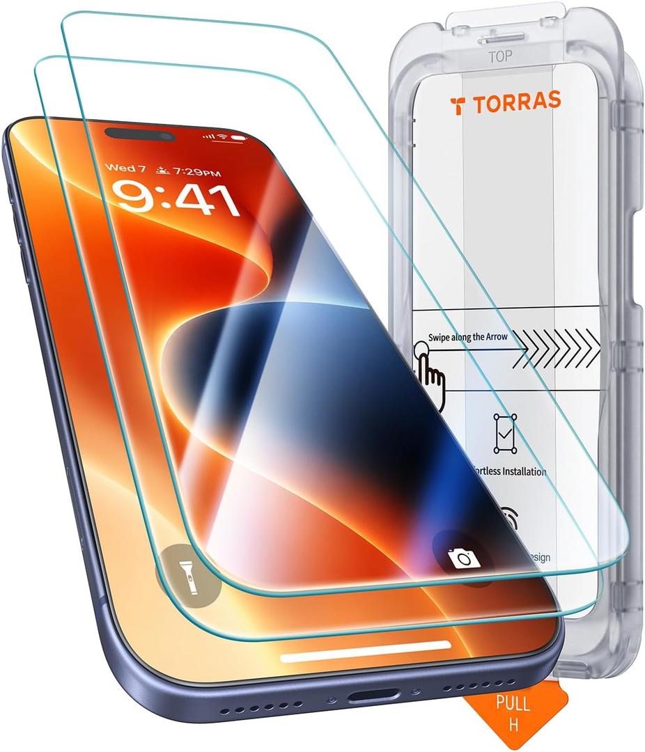 TORRAS Borderless for iPhone 17 Pro Screen Protector 2-Pack [Invisible Fit & Ultra Clarity] [Anti-Scratch Full Coverage], Bubble-Free, Military-Grade Shatterproof 9H Tempered Glass, 6.3"