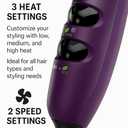 Remington Ionic Compact Hair Dryer, Travel Size, 1875 Watts, 3 Heat and 2 Speed Settings (Purple)
