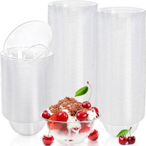 Tebery 200 Pack Clear Plastic Bowls, 6 OZ Disposable Small Hard Soup Bowls Salad Bowl, Dessert Size Party Bowls for Serving, Weddings, Catering, Parties, Ice Cream