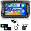 4+64G for VW Volkswagen Jetta Golf Passat Tiguan Seat Touran Skoda Wireless CarPlay Car Stereo,7 Android Auto IPS,Android Car Radio,32EQ DSP,Bluetooth5.0,GPS,FM,WiFi+Backup Camera for Jetta Radio