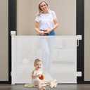 Babepai Baby Gate for Stairs No Drill, Punch Free Retractable Baby Gates Extends to 72" Wide 34" Tall, Reractable Dog Gate for Doorways, Stair Gate for Outdoor, Indoor, Hallways, Deck, Porch