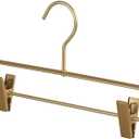 Premium Matte Gold Aluminum Pants Clip Hanger 10 Pack, Extra Smooth & Durable Metal Shirt Dress Aluminum Alloy Hanger,Clothing Support,Clothing Hang