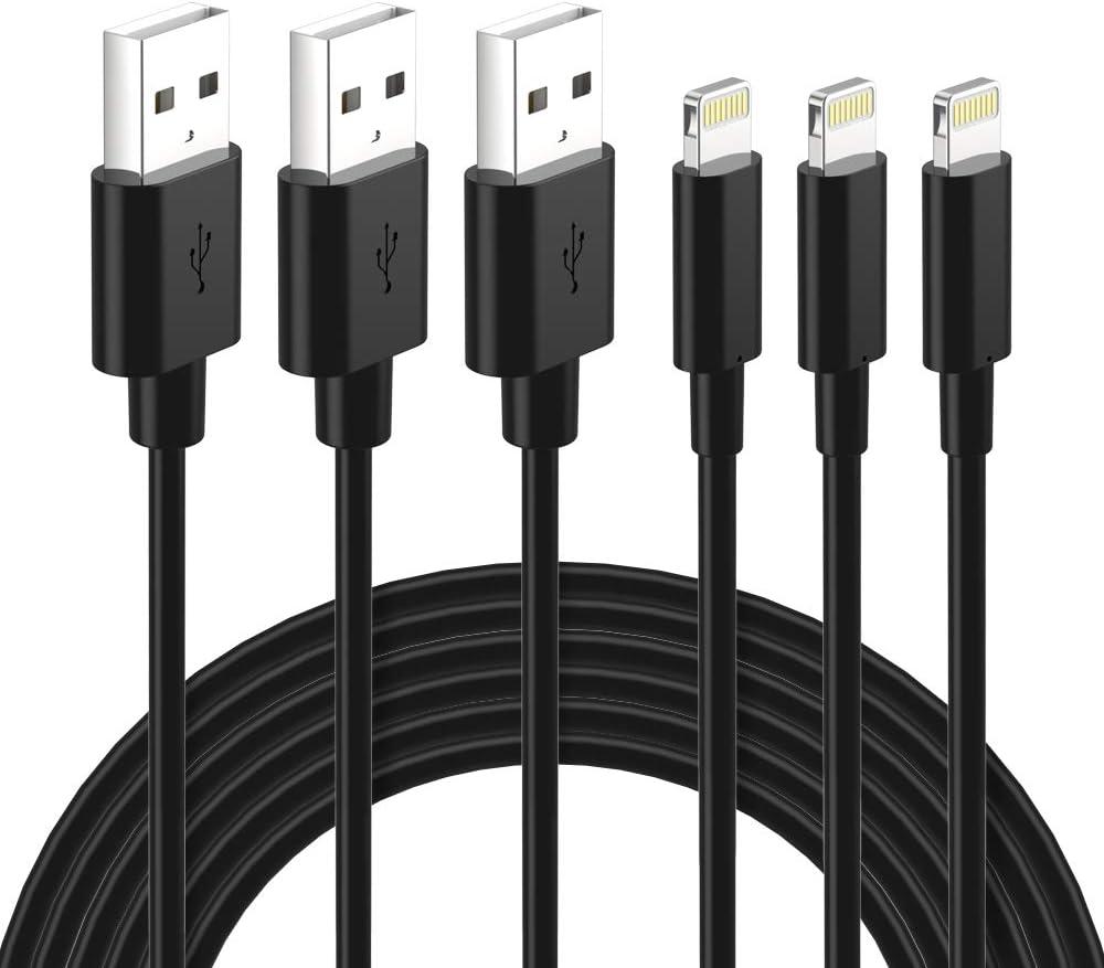 Lightning Cable Certified - Nikolable iPhone Charger 3Pack 6ft Lighting to USB A Charging Cord Compatible with iPhone 14 13 12 11 Pro Max XS XR 8 Plus 7 Plus 6s Plus 5S iPad Pro and More, Black