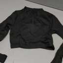 MakeMeChic Women's Fall Crop Top Long Sleeve Tops Mock Turtleneck Zip Up Trendy Fitted Shirts (Black)