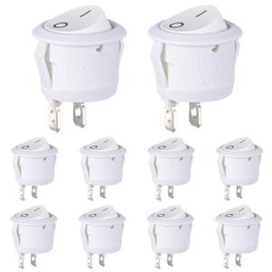 3 x VEXUNGA Round Rocker Switch White 2 Pin 2 Position Mini Circle Toggle Switches On Off 6A/250V 10A/125V KCD1 Rocker Switch for Rv Car Truck Boat (Pack of 10pcs)