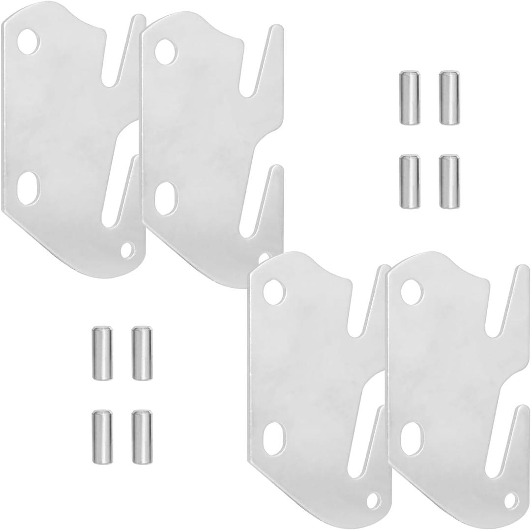 4 Pcs Bed Rail Hooks with 8 Pcs Mounting Pins,Bed Frames Hooks ,Replacement Bed Rail Clamps Parts,Bed Rail Fasteners, Bed Rail Hook Plates for Bed Accessories