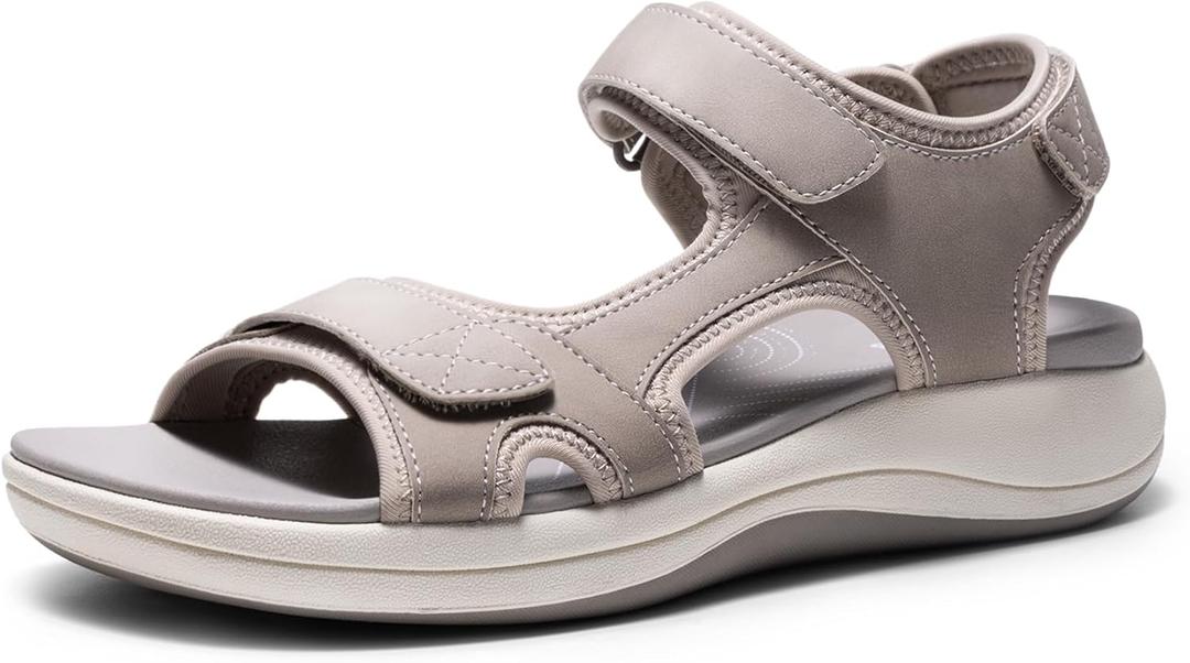 DREAM PAIRS Women's Sandals Open Toe Lightweight Summer Shoes Walking Casual Outdoor (10, Grey)