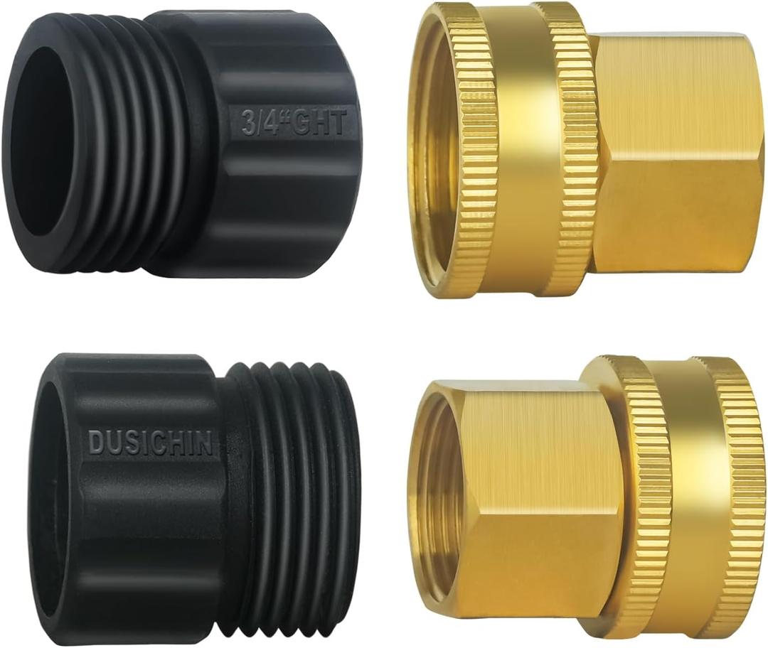 DUSICHIN Garden Hose Fitting Pressure Washer Gun to Water Hose Adapter, 3/4 INCHES GHT Male and Female to Power Washer Wand Handle M22 Female Fitting 3/4" GHT to M22 Joint DUS2626