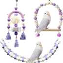 3PCS Bird Toys Bird Foraging Toys Chewing Hanging Birdcage Swing Cage Accessories Parrot Climbing Ladder for Conure Parakeet Cockatiel Budgies Lovebird Parrotlet (Purple)