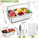 Tessco for you Ice Food Spice Serving Display Countertop Chilled Condiment Container Set with Lid, Stainless Steel Salad Caddy for Buffet Restaurant Kitchen Party(3 Compartments)