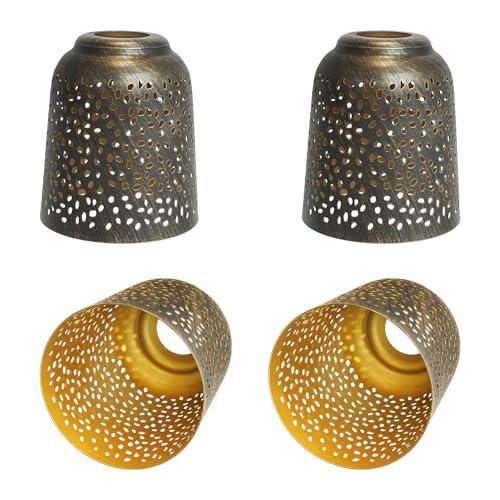 Ceiling fan light covers 4 Pack replacements with 1.6" Fitter, ALUCSET 5.6" Height and 5"Diameter, Metal Bell Shaped light fixture cover Fits pendant light shade Chandeliers Wall Sconces Lights