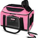 Petskd Top-Expandable Pet Carrier 18x11x11 Inches Delta American United Airline Approved, Soft-Sided Carrier for Small Cats and Dogs with Locking Safety Zippers and Anti-Scratch Mesh(Pink)