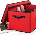 ZOBER Christmas Light Storage Reels - Christmas Light Organizer with 4 Plastic Wheels - Fits 200 Mini Lights Per Spool, Lights Storage - Strong & Durable Material - Stitched Reinforced Handles - Red (17 x 12 x 10 inches)