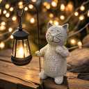 Cat Solar Garden Statues,Resin Cat Carrying Lantern Design Figurine Decorations with Solar Lights Lantern, OutdoorStatue Decor Art for Lawn Yard Front Patio Balcony