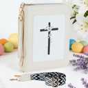 Bible Cover Case for Women, Large Leather Bible Carrying Book Cases with Shoulder-Strap and Handle, Christian Easter Birthday Gifts Bible Book Bag Covers for Women