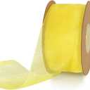 TONIFUL 1-1/2 Inch Light Yellow Organza Ribbon 25 Yards Sheer Chiffon Ribbons for Crafts Wedding Christmas Tree Decorations Valentine's Day Gift Wrapping Bow Making Floral Bouquets Wrapping