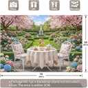 7x5ft Tea Party Garden Backdrop Spring Yard Fountain Dessert Table Floral Photography Background Girl Birthday Party Baby Shower Decorations Photo Booth Props