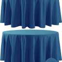 2 Pack Waterproof Round Tablecloth, 120 Inch, Stain Resistant and Wrinkle Polyester Table Cloth, Fabric Table Cover for Kitchen Dining, Wedding, Party, Holiday Dinner-Mediterranean Blue