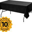 10-Pack Black Tablecloths for Rectangle Tables, 60 x 84 Inches, Stain-Resistant Polyester Fabric for 4 Foot Tables - Washable Table Covers for Weddings, Banquets, Birthday Parties, Events
