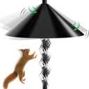 2-in-1 Squirrel Baffle for Bird Feeder Pole Shepherds Hooks with 40" Spikes Set, 19" Dia Raccoon Buster Cone, Bird House Guard for Outdoors Stand Mount & Hanging,Rust Chew Proof Heavy Duty ABS (Black)