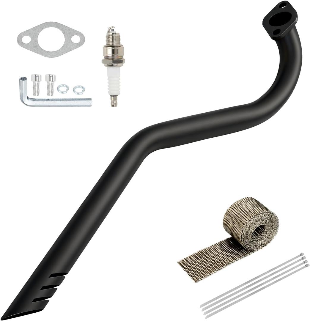 Upgraded Exhaust Pipe Center Exit Compatible with Coleman CT100U Massimo MB100 F-RP GMB100 Rascal Lite Mini Bike Predator 79cc 98cc 99cc 3.0HP 154F Engine Parts Black