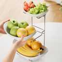 Fruit Bowl, 3 Tier Ceramic Fruit Basket, 3 Tier Serving Stand Serving Bowl with Metal Rack, Porcelain Kitchen Bowls for Fruit Vegetable Snack Nuts Dessert Cake Tray for Party Wedding