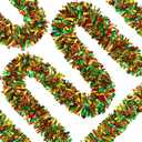 66 Ft Christmas Tinsel Garland Thick Tinsel Garland Xmas Tree Decorations Metallic Tinsel Twist Garland for Christmas, Birthday, Party Decor Indoor Outdoor Party Supplies (Green-Red-Gold)