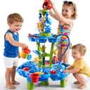 2-Tier Auto Water Table with Pump, Summer Outdoor Beach Outside Backyard Activity Sensory Sand Water Table, Birthday Party Gifts for Kids Boys and Girls Ages 3 4 5 6 7 8