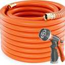 Garden Water Hose 100 ft x 3/4 in Heavy Duty, Flexible and Lightweight, Burst 600 psi, Kink-less Hybrid Rubber Pipe for Backyard, 3/4'' Brass Fittings, Orange