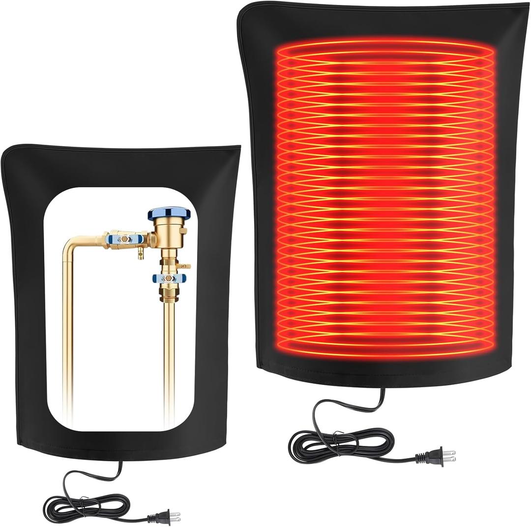 1 Pcs 20" L x17 W Electric Heated Outdoor Faucet Cover for Winter Freeze Protection Heating Hose Bib Covers for Winter, Water Pipe Heater for Garden Faucet Insulated Spigot Protector, Black