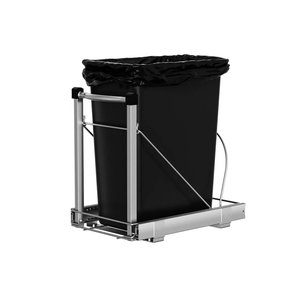 Adjustable Under Cabinet Trash Can Organizer with Soft Close Rail - Heavy Duty Silver Steel Under Sink Pull-Out Organizer, Fits 7-13 Gallon, Up to 125 lbs Capacity (Trash Can Not Included)
