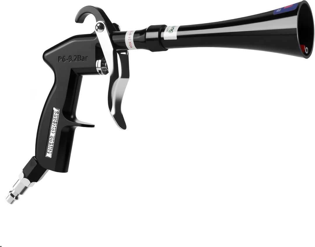 Tornado Dry Cleaning Gun with Brass Adjustable Air Flow Nozzle,Air Blower Gun Quickly Blasts Dirt and Dust from Surface Works with Air Compressor Black