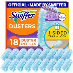 Swiffer Dusters Refill for Cleaning, Feather & Microfiber Duster Disposable Alternative, for Dusting Furniture, Blinds, Ceiling Fans, Walls, Helps Remove Allergens, Lavender, 18ct