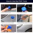 Car Dent Removal Small Dent Puller Kit Include T Bar Dent Puller,18 Auto Dent Pulling Tabs,100W Hot Glue Gun and 5 Glue Sticks