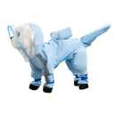 Waterproof Dog Raincoat,Full Coverage 4 Legs Dog Rain Jacket for Small Dogs,Pet Rain Coat with Hood,Reflective Strips&Leash Hole Outdoor Raincoat (Large（for Weight 8.8-11 lb）, Blue)